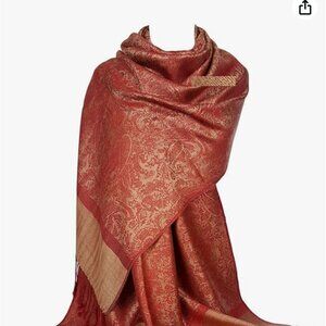 Women Paisley Pashmina Scarf Shawl Wrap Reversible Bohemian Scarves Fashion Red